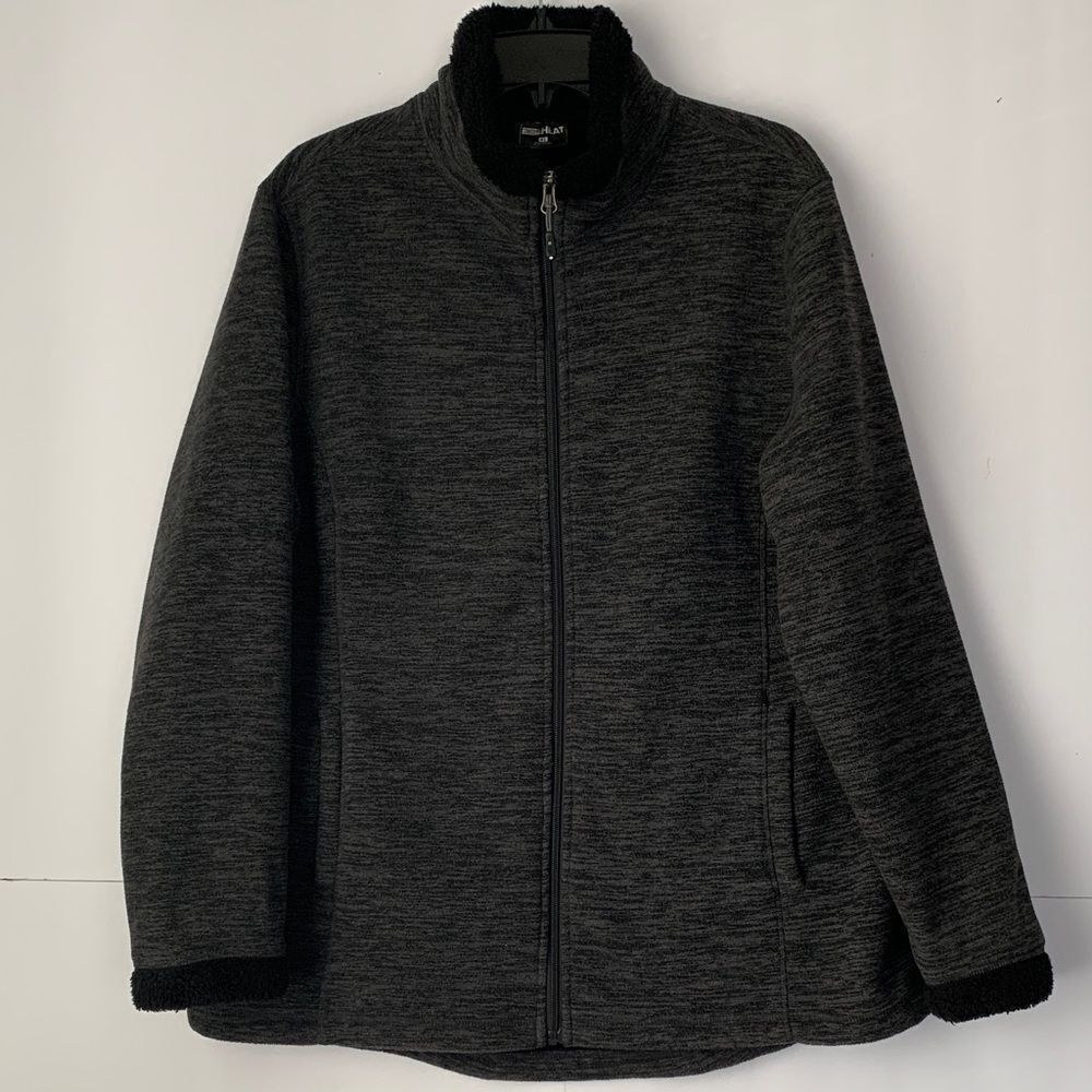 32 Degrees Heat Women Fleece Sherpa Linen Gray Full-Zip Warm Jacket Size XL